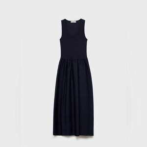 Mango Navy Drop Waist Maxi Dress